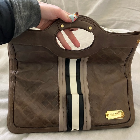 LAMB Signature Foldover Carlisle Clutch Grey Gwen Stefani - Picture 3 of 8